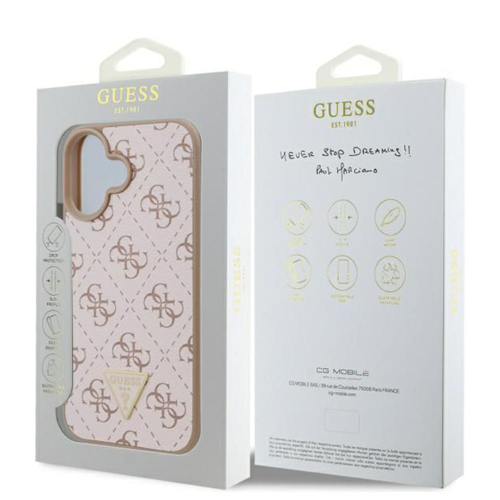 Husa de protectie Guess Hardcase 4G Triangle Metal Logo (GUHCP16MPG4GPH) compatibil cu iPhone 16 Plus, Alb