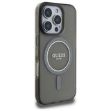 Husa de protectie Guess IML Glitter Circle MagSafe (GUHMP16LHFGEREK) compatibil cu iPhone 16 Pro, Negru