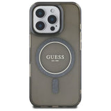 Husa de protectie Guess IML Glitter Circle MagSafe (GUHMP16LHFGEREK) compatibil cu iPhone 16 Pro, Negru