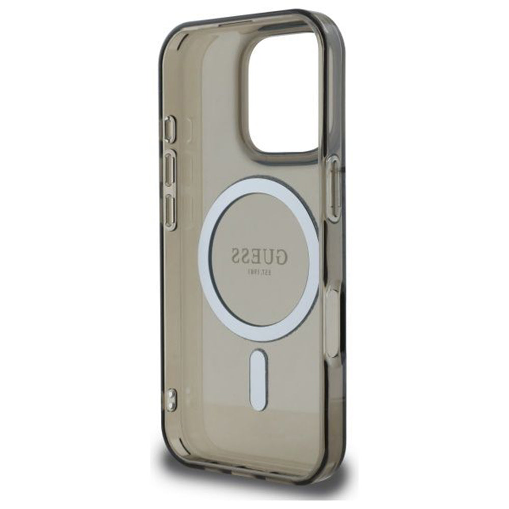 Husa de protectie Guess IML Glitter Circle MagSafe (GUHMP16LHFGEREK) compatibil cu iPhone 16 Pro, Negru