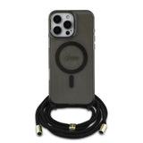 Husa de protectie Guess IML Crossbody Cord Script MagSafe (GUHMP16LHCTSGNSK) compatibil cu iPhone 16 Pro, Negru