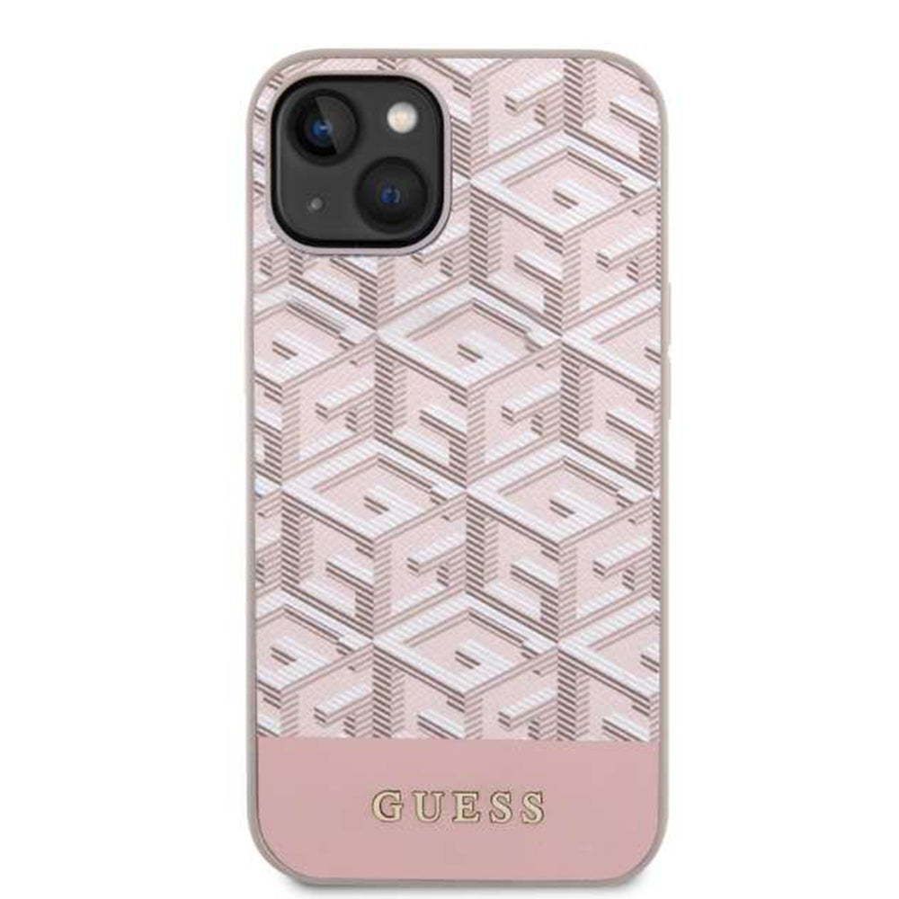 Husa de protectie Guess GCube Stripes MagSafe (GUHMP14SHGCFSEP) compatibil cu iPhone 14, Roz