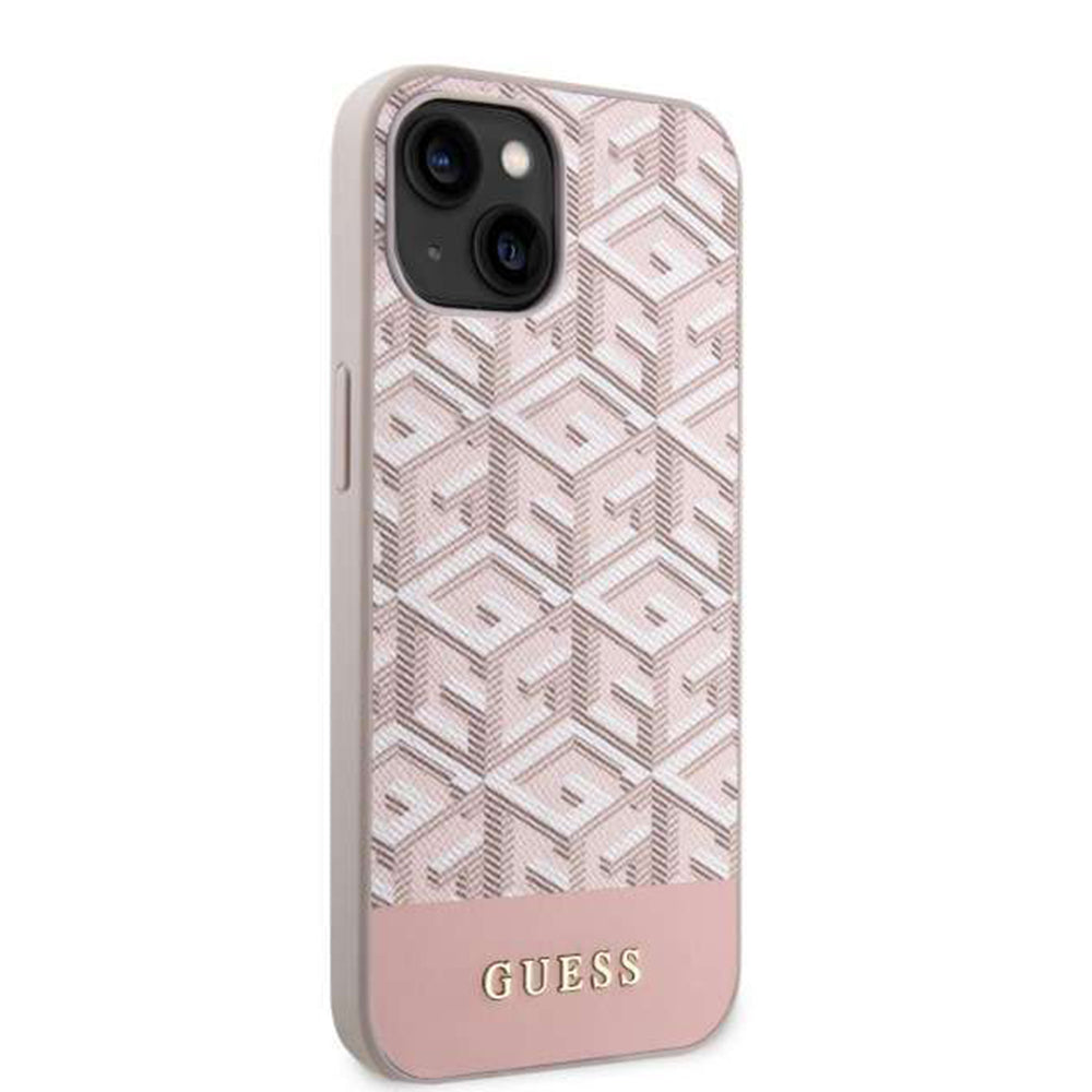 Husa de protectie Guess GCube Stripes MagSafe (GUHMP14SHGCFSEP) compatibil cu iPhone 14, Roz