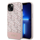 Husa de protectie Guess GCube Stripes MagSafe (GUHMP14SHGCFSEP) compatibil cu iPhone 14, Roz