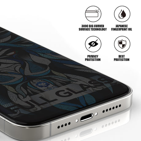 Folie de protectie Lito D+ Max Privacy 300C compatibil cu iPhone 15 Plus, Negru