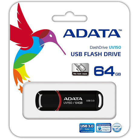 Stick de Memorie Adata AUV150-64G-RBK, USB 3.2, 64GB, Negru