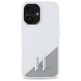 Husa de protectie Karl Lagerfeld Silicone (KLHMP16SSCMKMPCH) compatibil cu iPhone 16, Alb Shadow Metal Initial