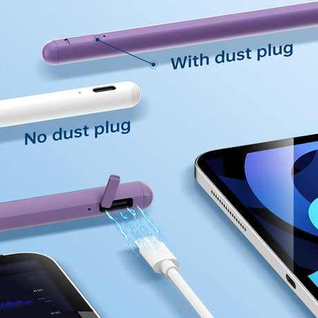 Stylus Techsuit Stylus Pen (AC10SH), for iPad, Bluetooth, Type-C, 125mAh, Palm Rejection, Replaceable Apple Nib, Lily White