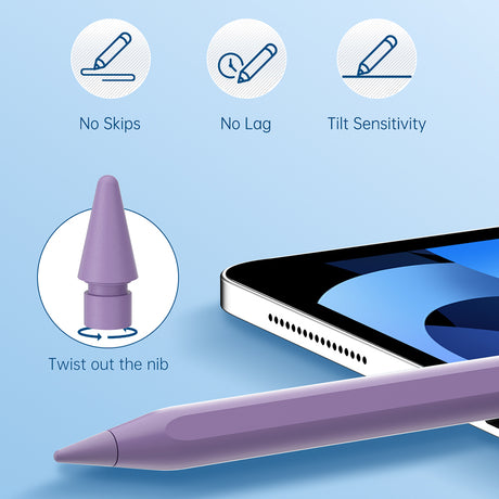 Stylus Techsuit Stylus Pen (AC10SH), for iPad, Bluetooth, Type-C, 125mAh, Palm Rejection, Replaceable Apple Nib, Lily White