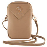 Geanta Guess Universal Phone Pouch Zip Triangle 4G (GUWBZPGSTEGD), Universal, Adjustable Strap, Zip Closure, Light Gold