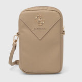Geanta Guess Universal Phone Pouch Zip Triangle 4G (GUWBZPGSTEGD), Universal, Adjustable Strap, Zip Closure, Light Gold
