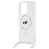 Husa de protectie Karl Lagerfeld IML Crossbody MagSafe (KLHMP16LHCKHNT) compatibil cu iPhone 16 Pro, Transparent Karl Head