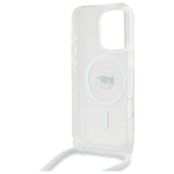 Husa de protectie Karl Lagerfeld IML Crossbody MagSafe (KLHMP16LHCKHNT) compatibil cu iPhone 16 Pro, Transparent Karl Head