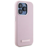 Husa de protectie Karl Lagerfeld Leather MagSafe (KLHMP15XPGMSRPP) compatibil cu iPhone 15 Pro Max, Roz Fw Metal Plate