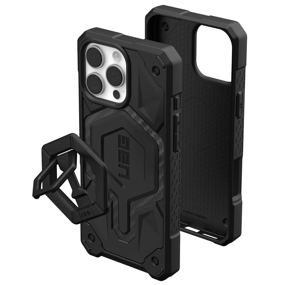 Husa de protectie UAG Monarch Pro MagSafe Bundle compatibil cu iPhone 16 Pro Max, Carbon Fiber / Black Stand