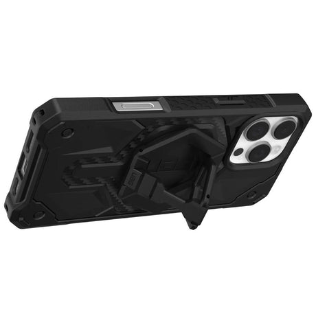 Husa de protectie UAG Monarch Pro MagSafe Bundle compatibil cu iPhone 16 Pro Max, Carbon Fiber / Black Stand