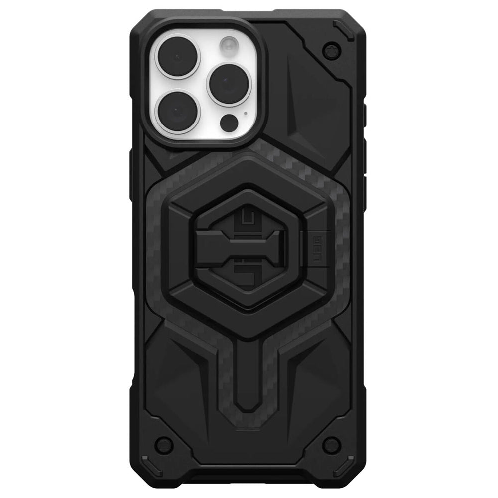 Husa de protectie UAG Monarch Pro MagSafe Bundle compatibil cu iPhone 16 Pro Max, Carbon Fiber / Black Stand