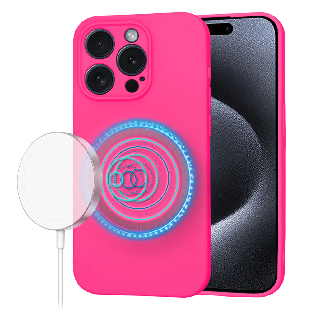 Husa de protectie Techsuit SoftFlex MagSafe compatibil cu iPhone 15 Pro, Roz Intens