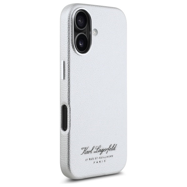Husa de protectie Karl Lagerfeld Hardcase Leather Hotel (KLHCP16SPGWCMKHG) compatibil cu iPhone 16, Gri Rsg