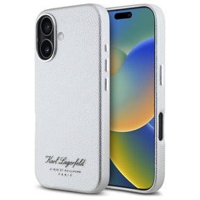 Husa de protectie Karl Lagerfeld Hardcase Leather Hotel (KLHCP16SPGWCMKHG) compatibil cu iPhone 16, Gri Rsg