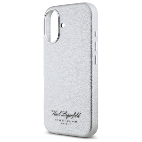Husa de protectie Karl Lagerfeld Hardcase Leather Hotel (KLHCP16SPGWCMKHG) compatibil cu iPhone 16, Gri Rsg