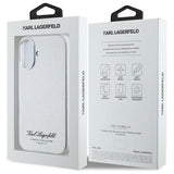 Husa de protectie Karl Lagerfeld Hardcase Leather Hotel (KLHCP16SPGWCMKHG) compatibil cu iPhone 16, Gri Rsg