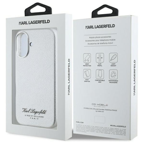 Husa de protectie Karl Lagerfeld Hardcase Leather Hotel (KLHCP16SPGWCMKHG) compatibil cu iPhone 16, Gri Rsg