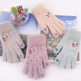 Techsuit Gloves (ST0011), from Mink Fur, Size 21cm, Albastru