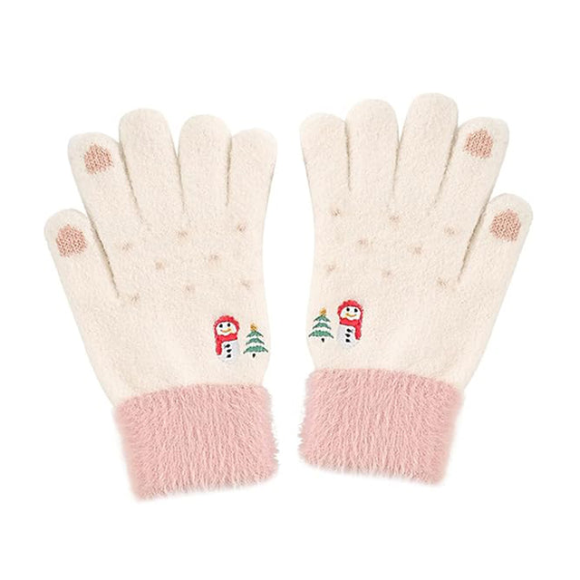 Techsuit Gloves (ST0011), from Mink Fur, Size 21cm, Alb