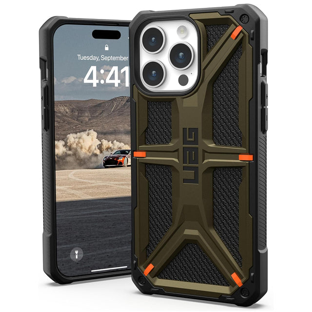Husa de protectie UAG Monarch compatibil cu iPhone 15 Pro Max, Kevlar Element Green
