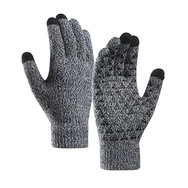 Iwarm Gloves (ST0018), Premium Wool, with Non-slip Details, Size 23cm, Negru / Grey
