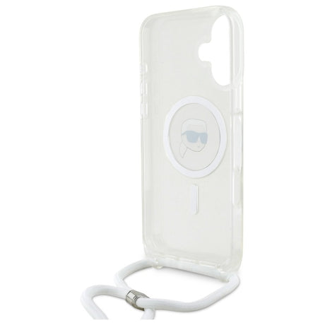 Husa de protectie Karl Lagerfeld IML Crossbody MagSafe (KLHMP16SHCKHNT) compatibil cu iPhone 16, Transparent Karl Head