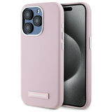 Husa de protectie Karl Lagerfeld Leather MagSafe (KLHMP15LPGMSRPP)- iPhone 15 Pro compatibil cu Pink FW Metal Plate
