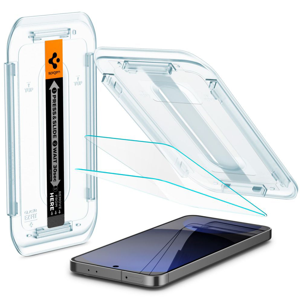 Folie de protectie Spigen (set de 2) Glas.tR EZ-FIT (AGL08729) compatibil cu Samsung Galaxy S24 FE / A56 5G, Transparent