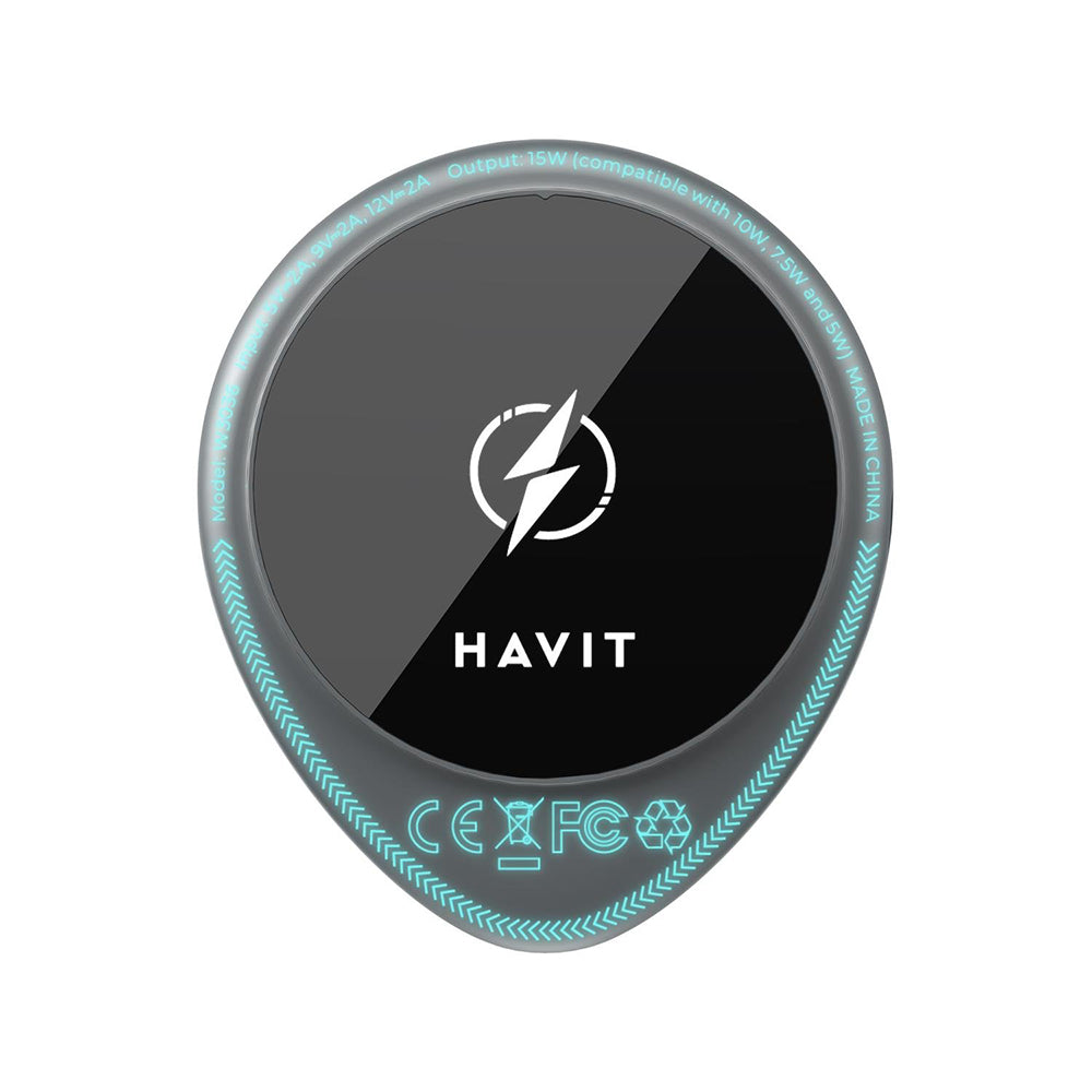 Suport Havit with Wireless Charging (W3036), with Cooler, for Air Vent, 15W, Negru