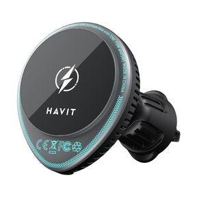Suport Havit with Wireless Charging (W3036), with Cooler, for Air Vent, 15W, Negru