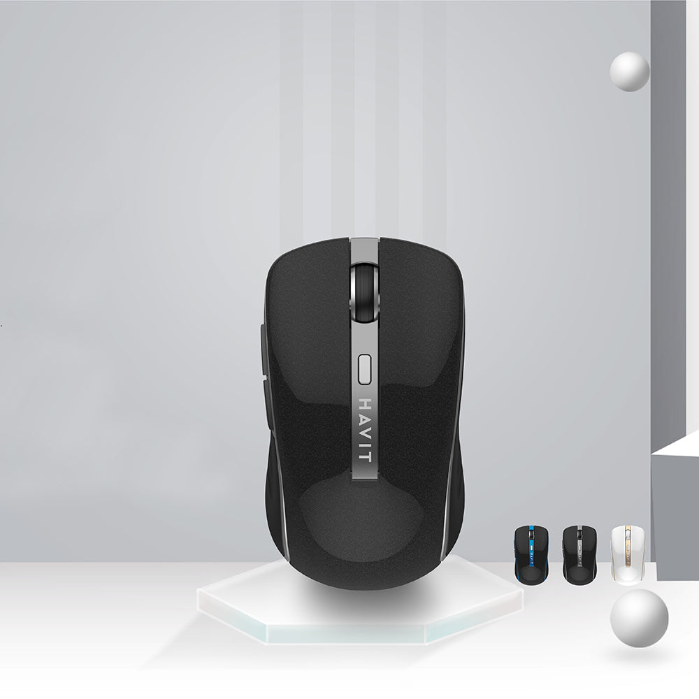 Tastatura/Mouse Havit Wireless Mouse (MS951GT), 2.4GHz, 1000/1200/1600 DPI, AA Battery, Alb / Golden