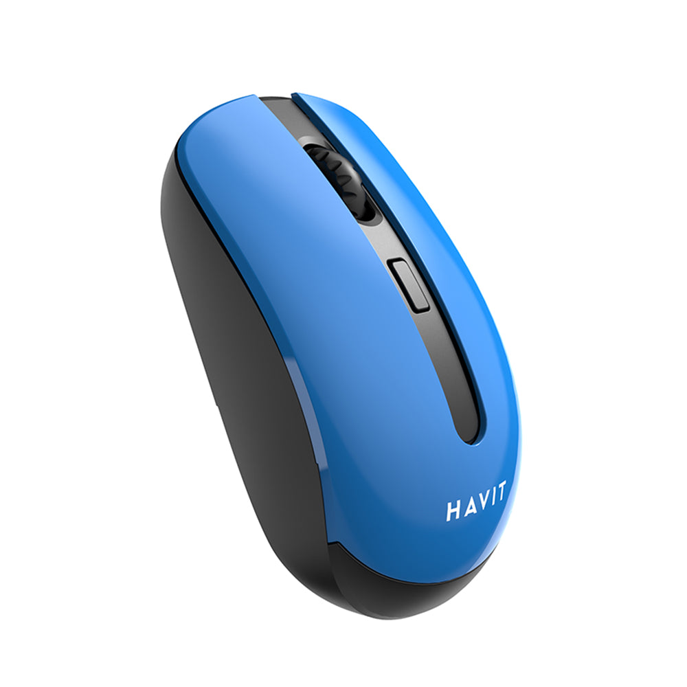 Tastatura/Mouse Havit Wireless Mouse (MS989GT), 2.4GHz, 800-1200-1600 DPI, AA Battery, Negru / Blue