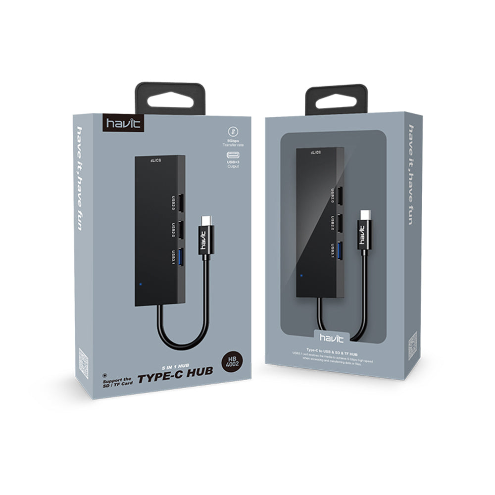 Hub/Dock Havit Docking Station (HB41), USB 3.0, 3x USB 2.0, 11.8cm Cable Length, Aluminium Alloy, Argintiu