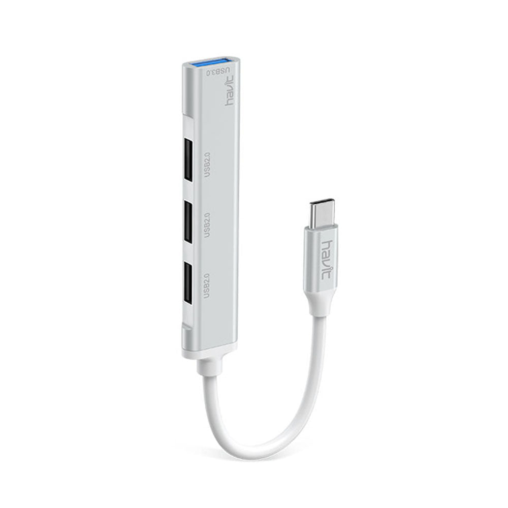 Hub/Dock Havit Docking Station (HB41), USB 3.0, 3x USB 2.0, 11.8cm Cable Length, Aluminium Alloy, Argintiu