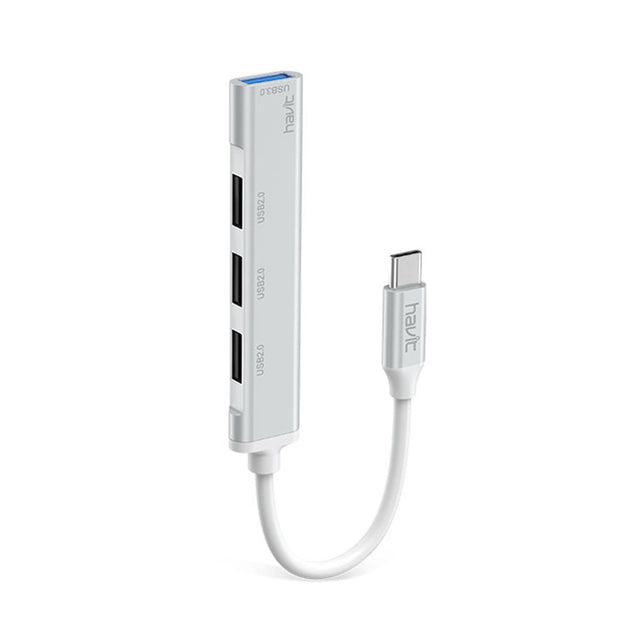 Hub/Dock Havit Docking Station (HB41), USB 3.0, 3x USB 2.0, 11.8cm Cable Length, Aluminium Alloy, Argintiu