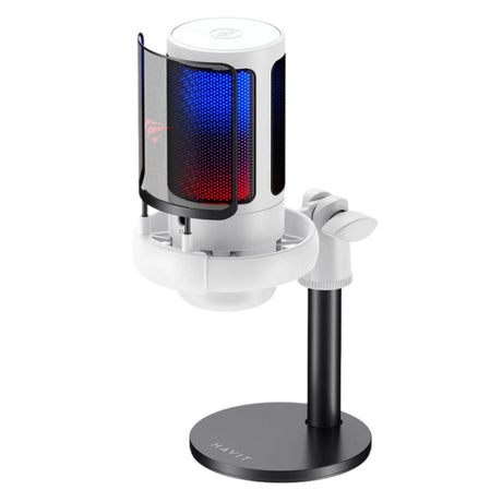 Casti Havit Desk Microphone (GK50), for PC, Laptop, Phone, RGB Light, NR, 30-20000 Hz, Cardioid, with Cable USB-C, 1.8m, Negru