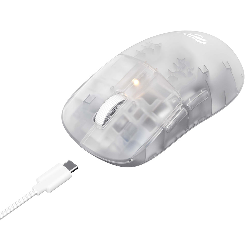 Tastatura/Mouse Havit Wireless Gaming Mouse (MS970WB Pro), 2.4GHz, 800/1600/2400/3200/6400/12000 DPI, 300mAh, Transparent White