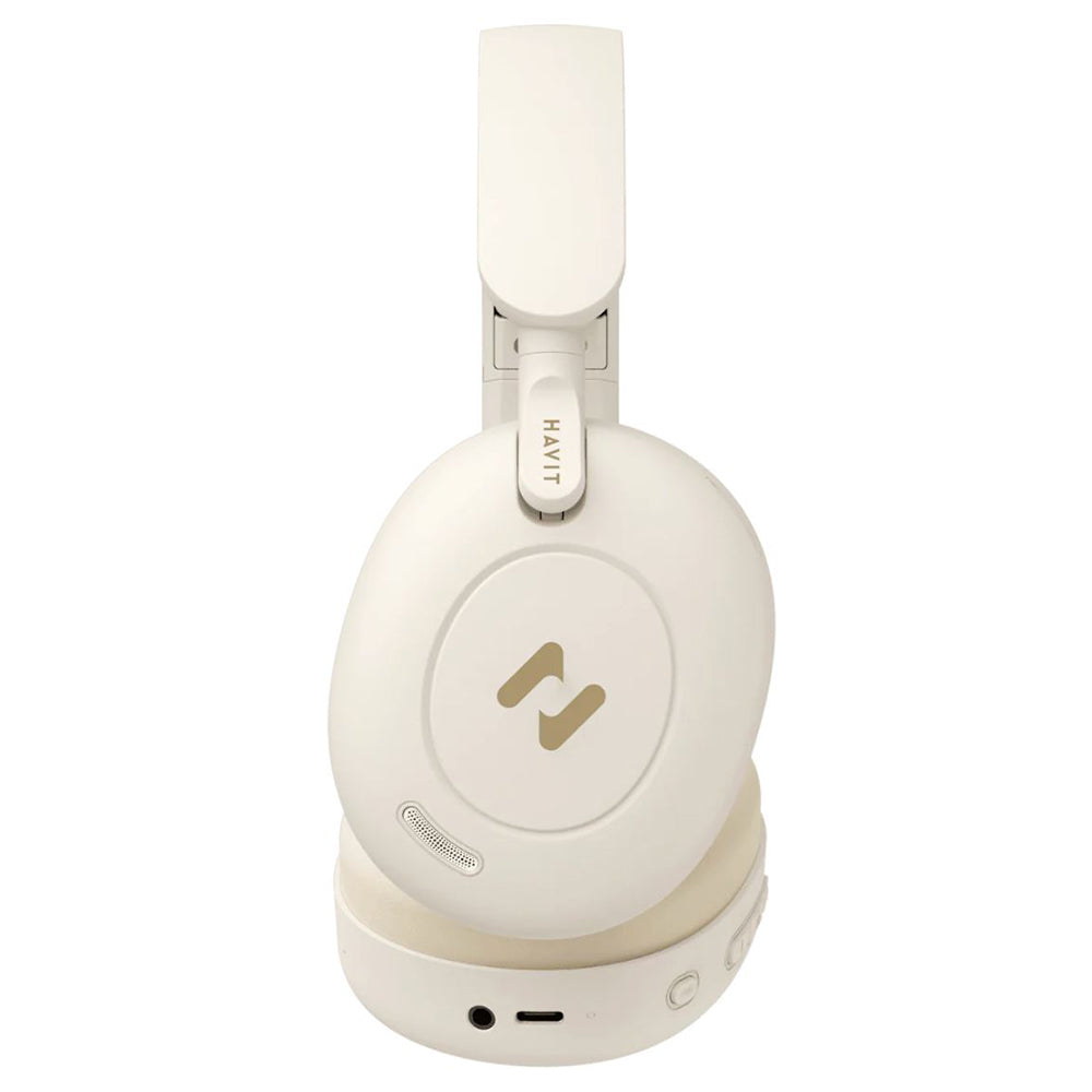 Casti Havit Wireless (H655BT Pro), with Case, Bluetooth 5.3, Noise Cancelling, Multipoint, Hi-Res, 700mAh, Bej