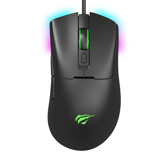 Tastatura/Mouse Havit Wired Gaming Mouse (MS966), with RGB Lights, 800/1600/3200/6400/8000/12000 DPI, 1.6m, 5V, Negru