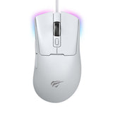 Tastatura/Mouse Havit Wired Gaming Mouse (MS966), with RGB Lights, 800/1600/3200/6400/8000/12000 DPI, 1.6m, 5V, Alb