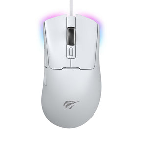 Tastatura/Mouse Havit Wired Gaming Mouse (MS966), with RGB Lights, 800/1600/3200/6400/8000/12000 DPI, 1.6m, 5V, Alb