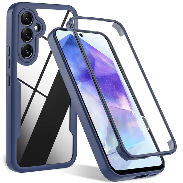 Folie de protectie Techsuit ColorVerse 360 Series + compatibil cu Samsung Galaxy A55 5G, Albastru