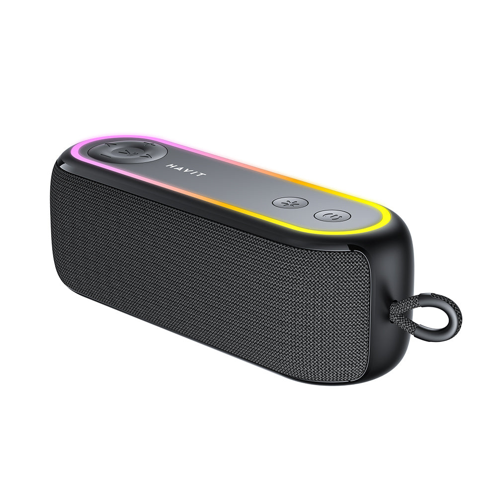 Casti Havit Wireless Speaker (SK810BT), USB-C, Bluetooth 5.3, TWS, TF, USB, FM, AUX, Hands-Free Call, RGB, IPX5, 2400mAh, Negru