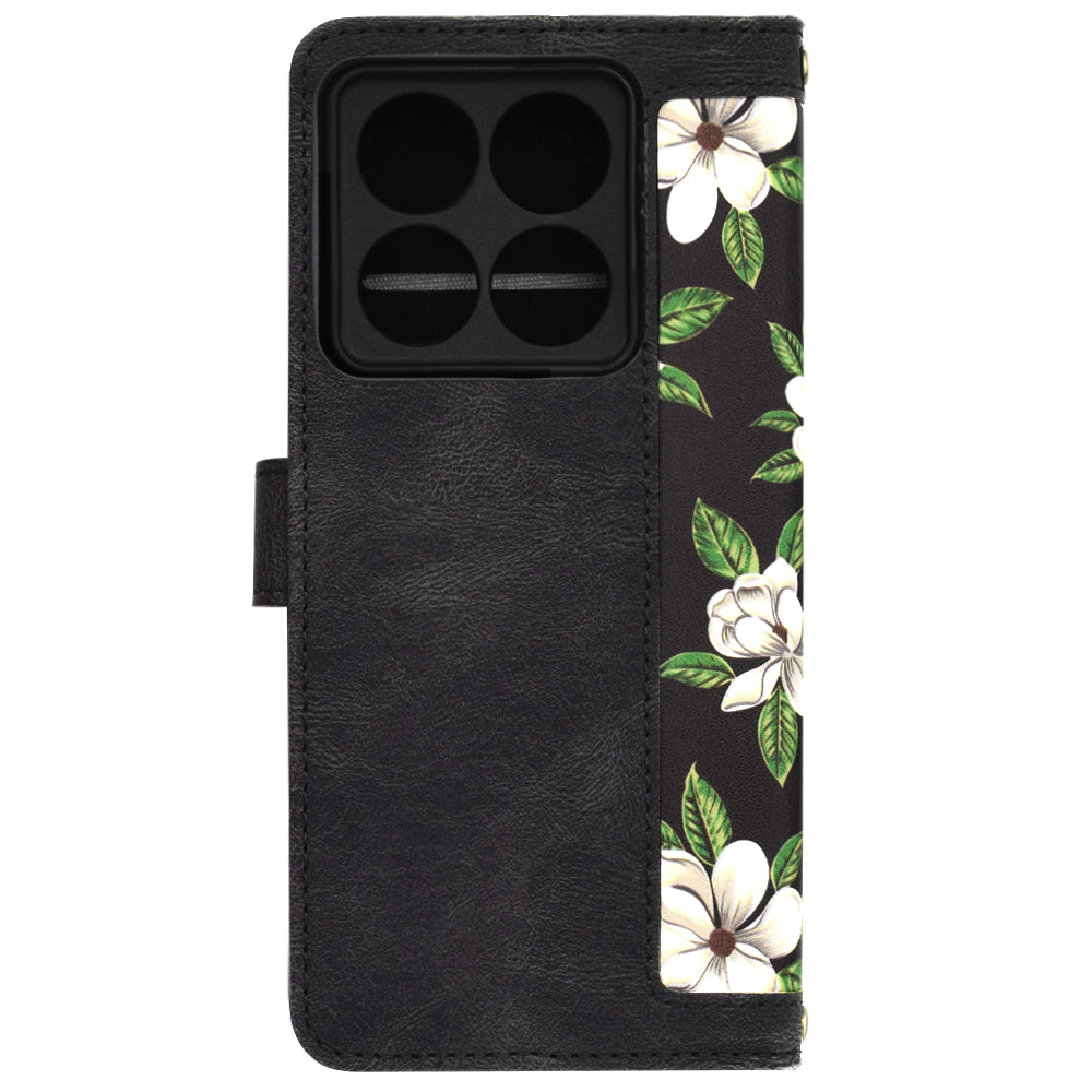 Husa de protectie Techsuit FlipCraft compatibil cu Xiaomi 14T Pro, Flowers of the Dawn